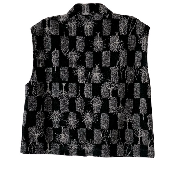 Vintage Visible Ink Wool Blend Vest, Sz. L, Black/Gray, Button Front, Pockets - Picture 2 of 8